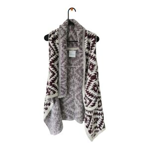 Booskies Shawl Cardigan Women One Size Brown White Open Sleeves Lightweight